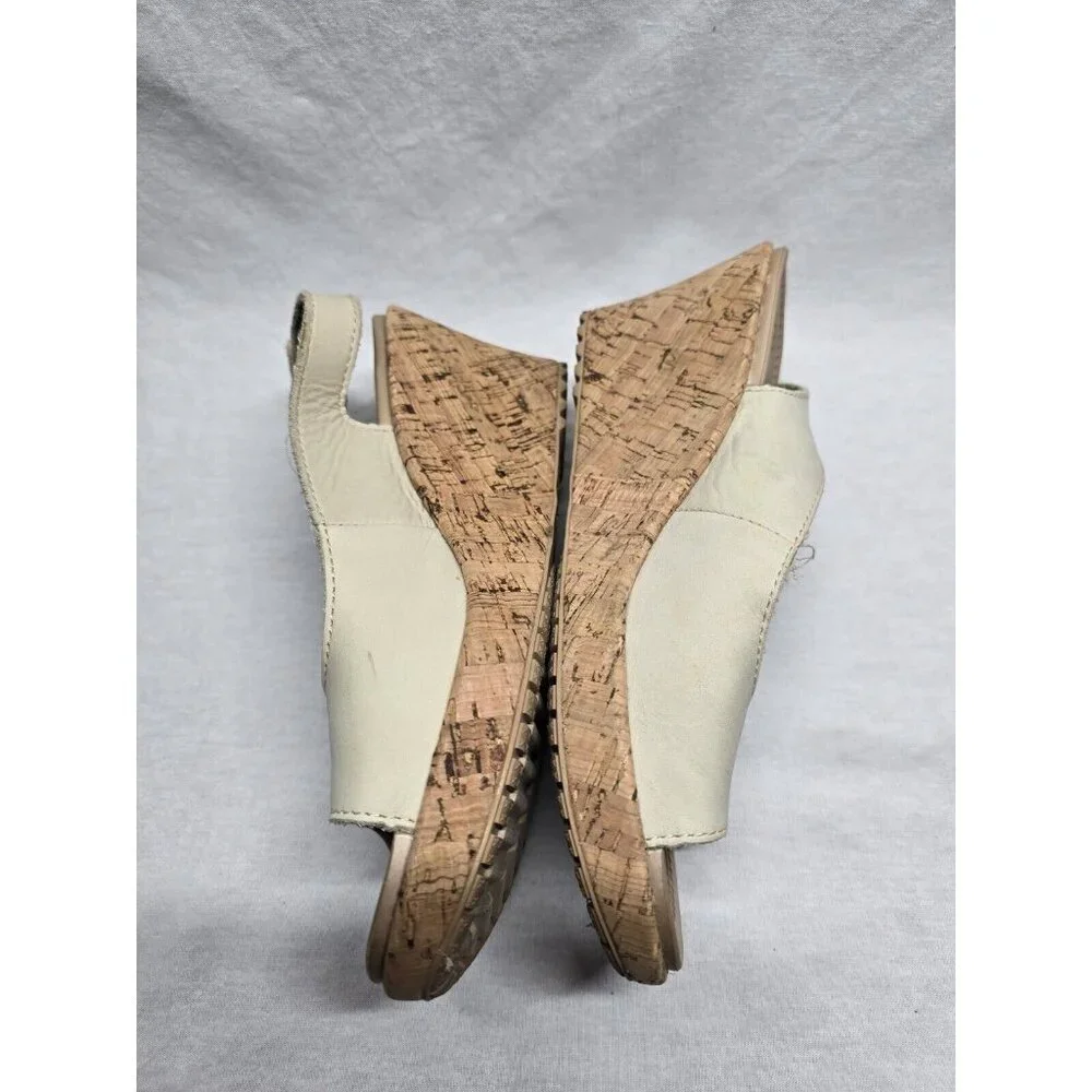 CROCS A-Leigh Beige Cork Wedge Sling Back Sandals Womens Size 7 - Picture 5 of 11